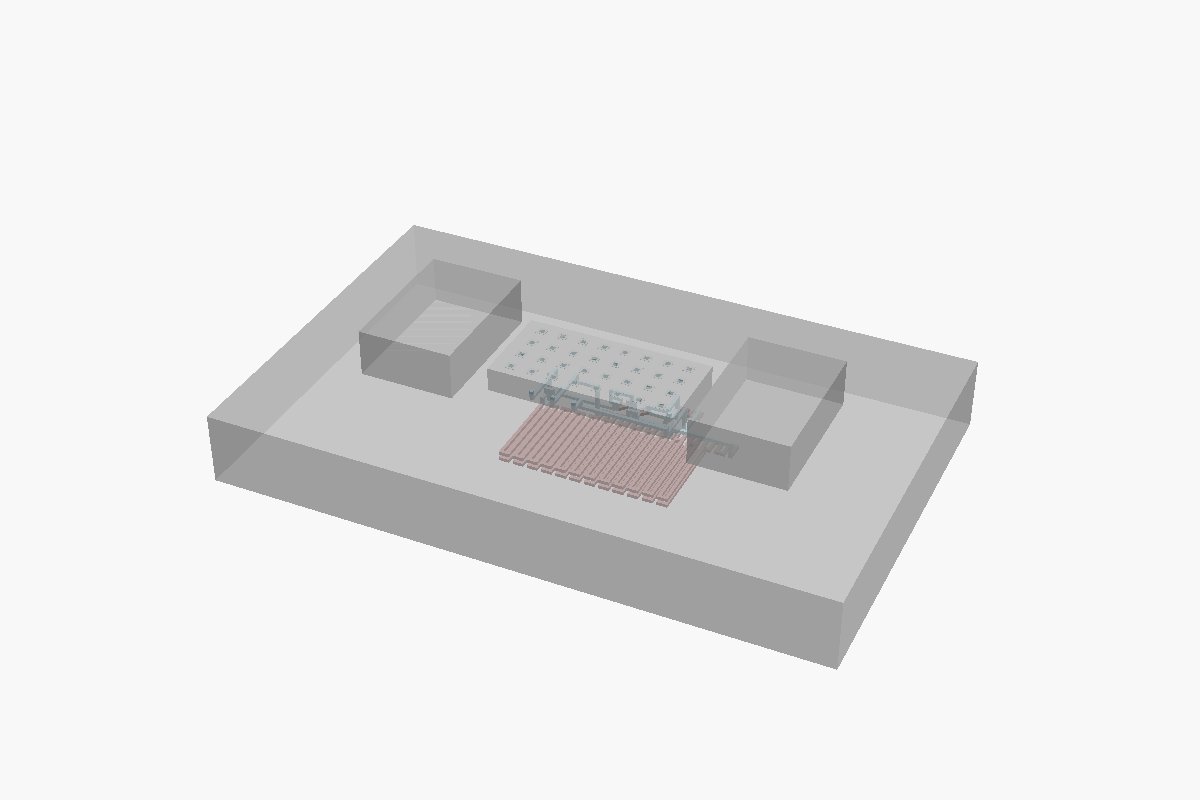 Isometric view of the Cocaine Urinalysis Chip, generated from OpenSCAD source
