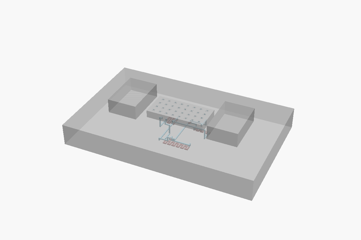Isometric view of the Nitrite Urinalysis Chip, generated from OpenSCAD source